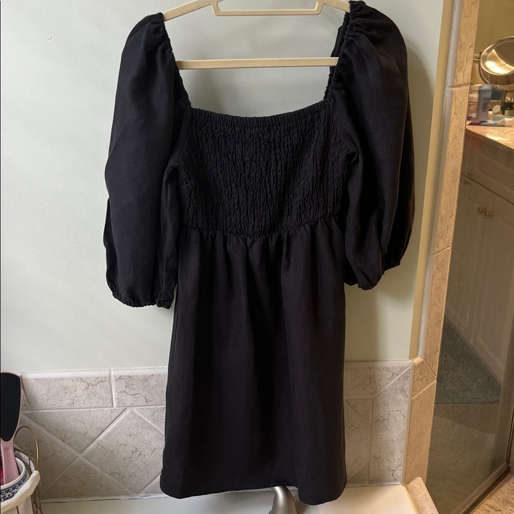 Tuckernuck Black Puff Sleeve Smocked Mini Dress Annie dress